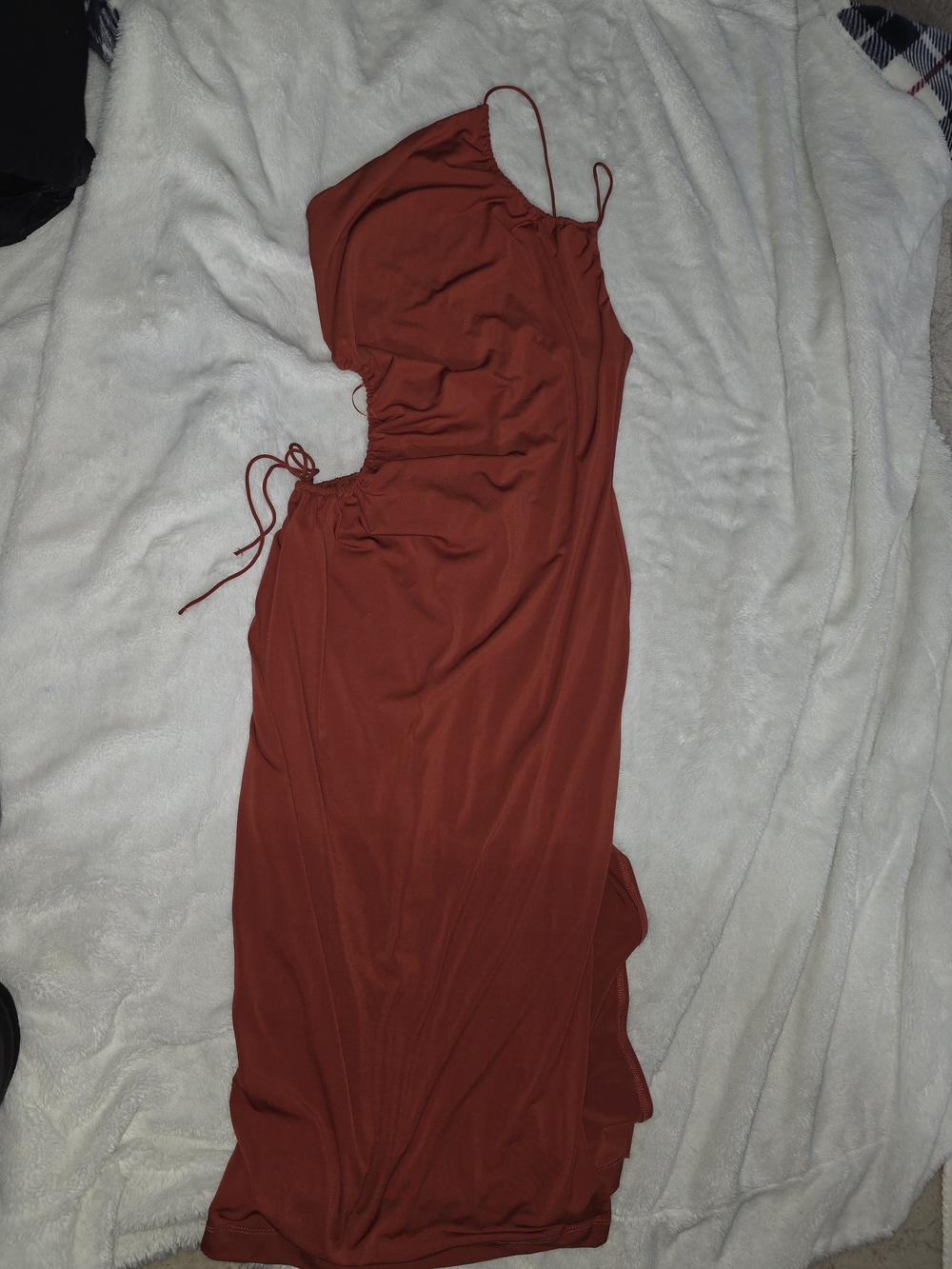 Rust Red One-Shoulder Cutout Maxi Dress - Women